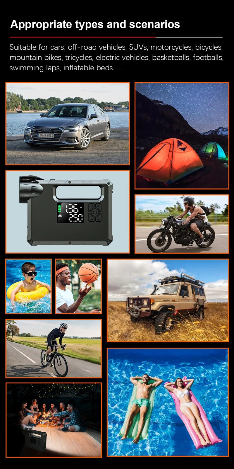 Choetech multifunctional car starter, with compressor, powerbank 8000mAh, LED flashlight, black