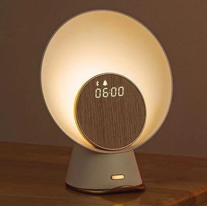 ADAK 6-in-1 Sunrise Alarm Clock with Wireless Charging and Bluetooth Speaker - Adjustable Wake Up Light Bedside Lamp, 3-Color Breathing Light