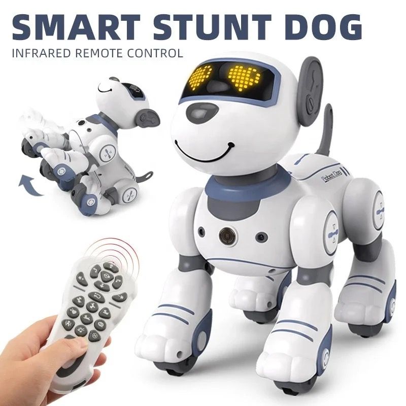 Remote Control Robot Dog Toy, Programmable Interactive & Smart Dancing Robots for Kids 5 and up, RC Stunt Toy Dog with Sound LED Eyes, Electronic Pets Toys Robotic Dogs for Kids Gifts