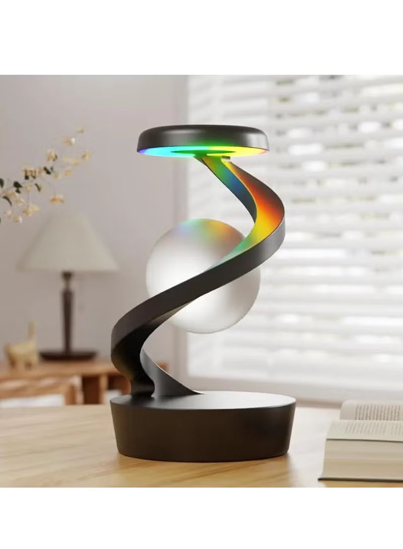 Floating RGB 3D Levitating LED Night Light with Gesture Control & Wireless Charging – Rotating Desk Lamp for Home / Office / Room Decor