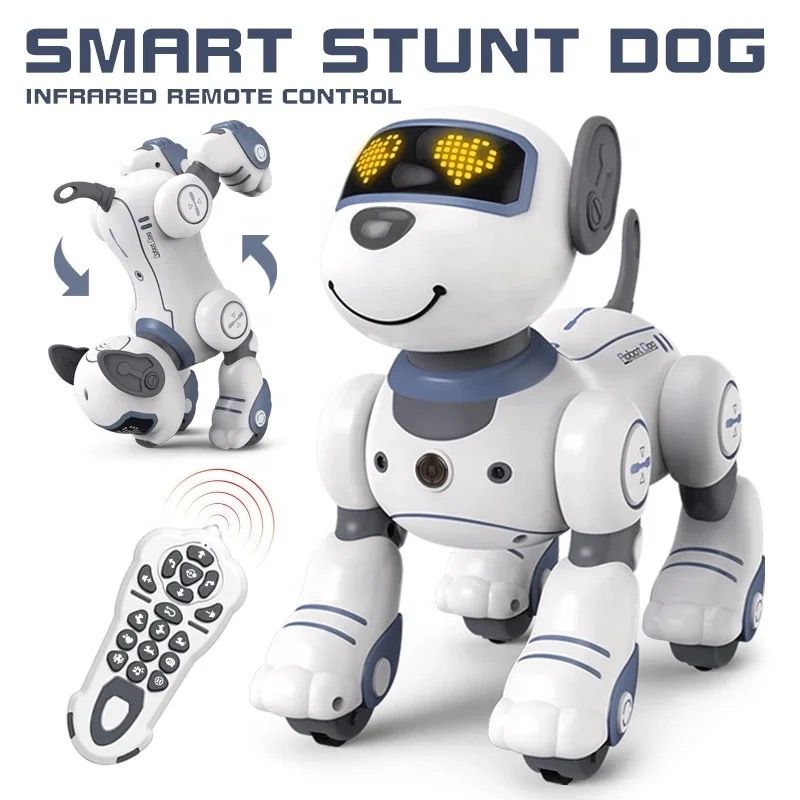 Remote Control Robot Dog Toy, Programmable Interactive & Smart Dancing Robots for Kids 5 and up, RC Stunt Toy Dog with Sound LED Eyes, Electronic Pets Toys Robotic Dogs for Kids Gifts