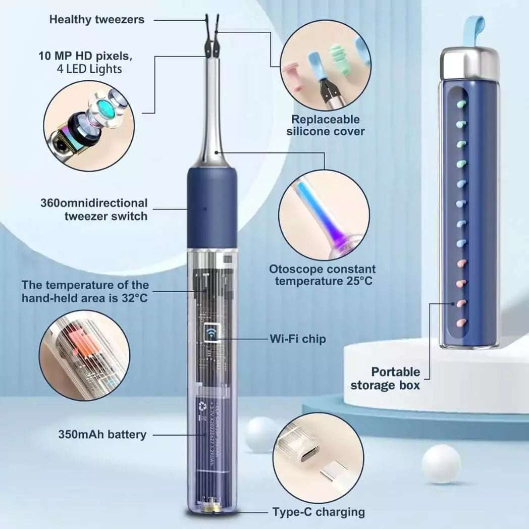 4 in 1 Ear Tweezers with Camera | Ear Camera Otoscope with Light