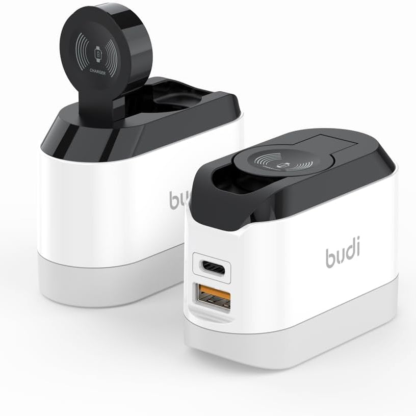 BUDI AC330WE  iPhone Fast Charger with Foldable Apple Watch Wireless Charging USB PD 38W Wall Charge Travel Charger for apple watch block wall charger