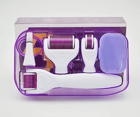 Ice Roller Derma Roller 5 in 1 Kit .25mm Titanium Microneedles, Ice Roller Dermaroller for Face and Body, 12/300/ 720/1200 Titanium Micro Needle