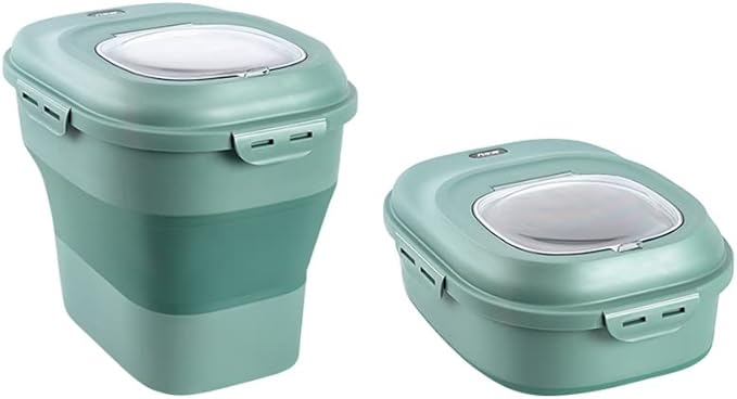 25kg Household Folding Rice Bucket, Moisture-Proof Kitchen Storage Box for Rice, Noodles, and Flour