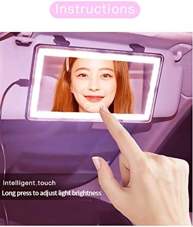 Car Vanity Mirror with LED Light — Rechargeable Auto Makeup Mirror for On-the-Go Touch-Ups
