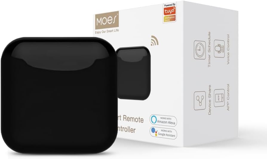 MOES WiFi RF IR Smart Home Universal Remote Controller for TV, Air Conditioning, Appliances, and More, Compatible with Tuya/Smart Life App and Voice Control via Alexa and Google Home