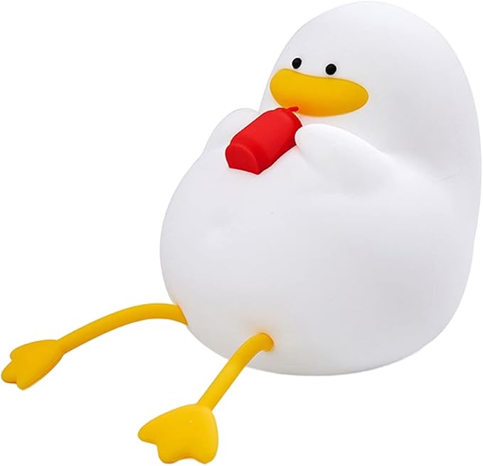 Happy Duck Kids Night Light, Dimmable Silicone Lamp for a Soothing Bedtime Ambiance, Cute and Soft Silicone Nightlight for Children