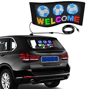 ADAK Flexible LED Car Screen Display - App Controlled Scrolling LED Sign with Custom Text Patterns, Programmable USB LED