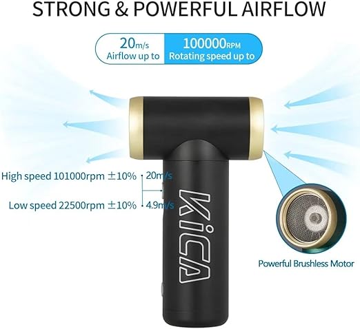 KICA Jet Fan 2 With Vacuum KIT, Multifunctional Blowing Suction Integrated Vacuum Cleaner (Black)