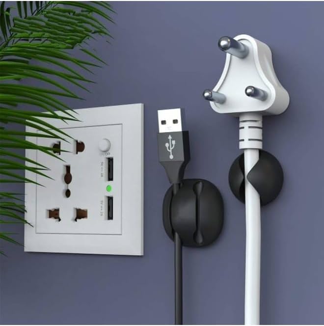 Green Lion 10 In 1 Cable Organizer 3M Self Adhesive | GNCABORG10BK | Black