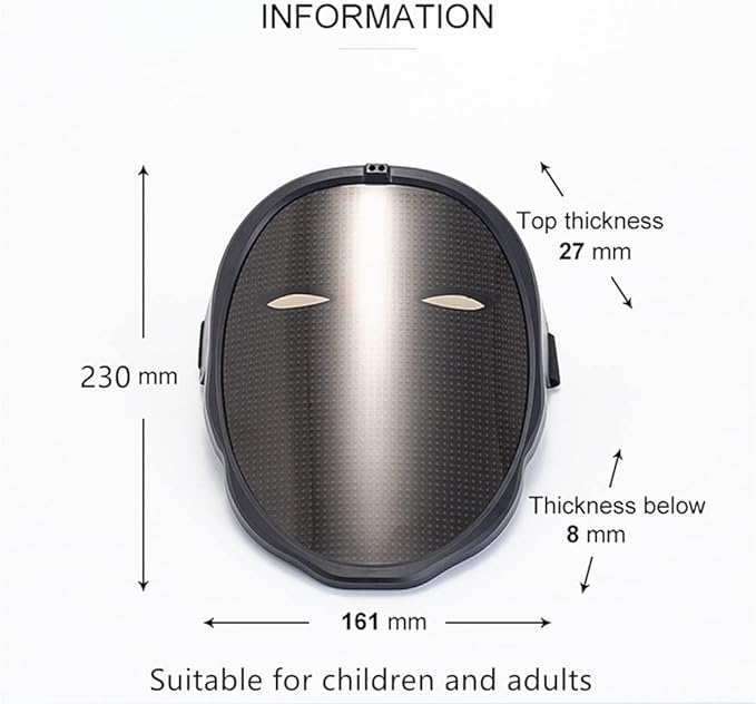 ADAK APP Controlled Rechargeable LED Face Mask - Bluetooth Light Up Mask with Gesture Sensing, Programmable for Halloween, Christmas, Cosplay