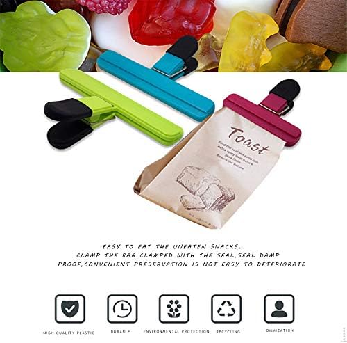 AMERTEER 4 Pack Food Clips, Large Chip Clips - Air Tight, Bag Clips | Food bag Clips with Good Grips, Plastic Heavy Duty Chip Clips, Kitchen Clips for Open Bags and etc (3 Large & 3 Small)