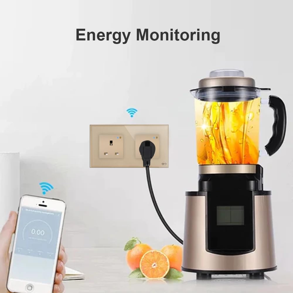 ADAK WiFi Smart Wall Socket Outlet Glass Panel Remote Control Works with Amazon Alexa/Google Home (White, Double Socket)