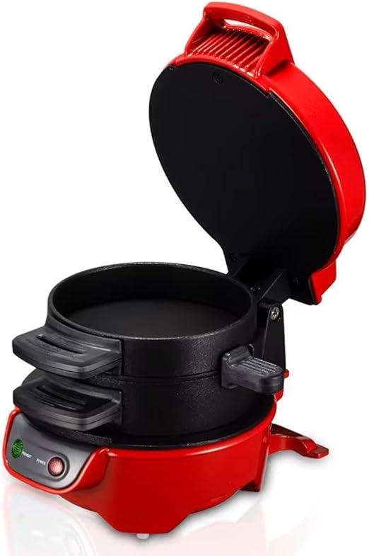 RAF Electric Burger Maker, Non-Stick Hamburger Press, Red and Black