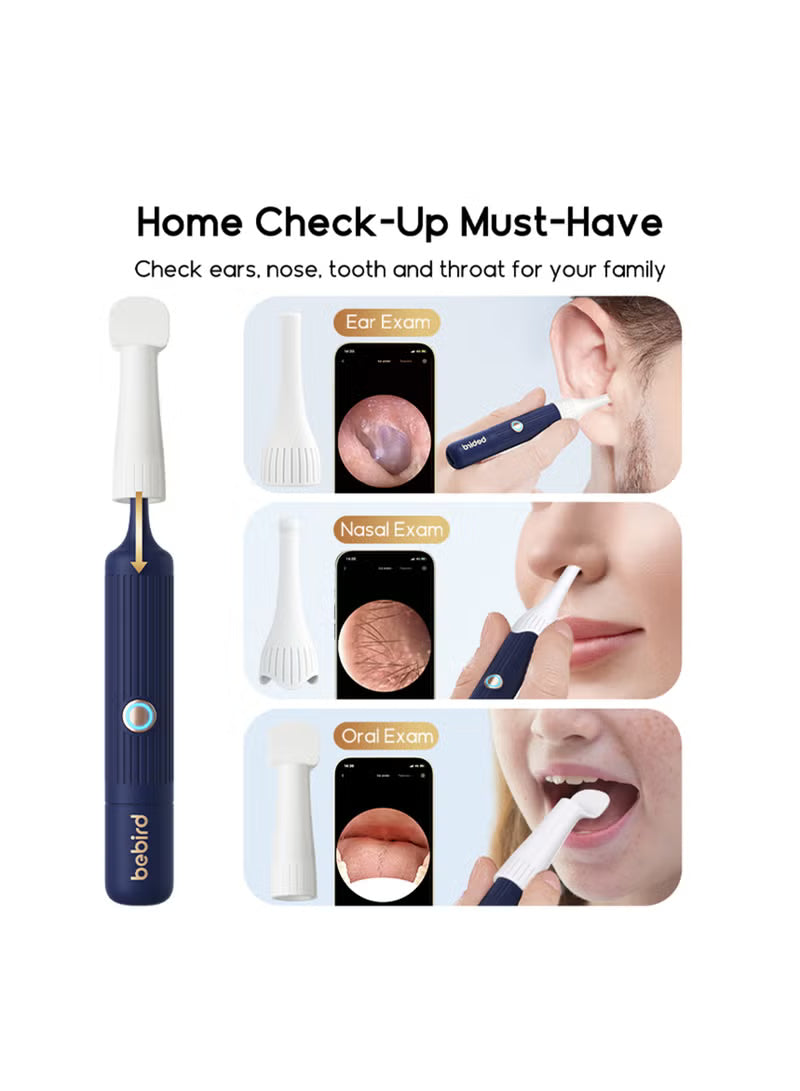Earsight Plus: Ear Wax Removal Tool Camera & Light, Visual Earwax Cleaner with Cleaning Kit As Spade/Spoon/Picker/Tweezers Clean Ears for Family, Ear-Scope Wireless WiFi Connect (Dark Blue)