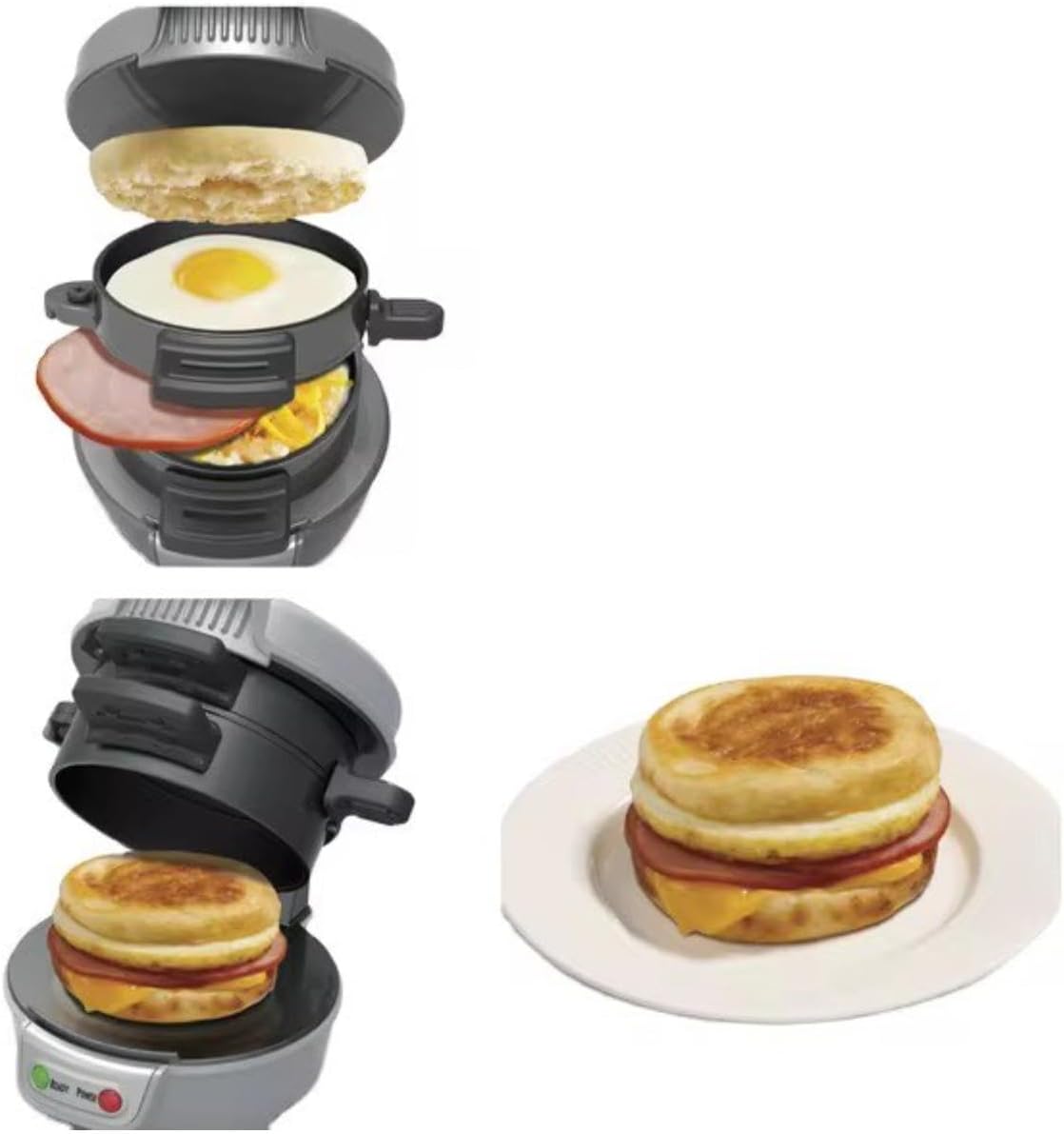 RAF Electric Burger Maker, Non-Stick Hamburger Press, Red and Black