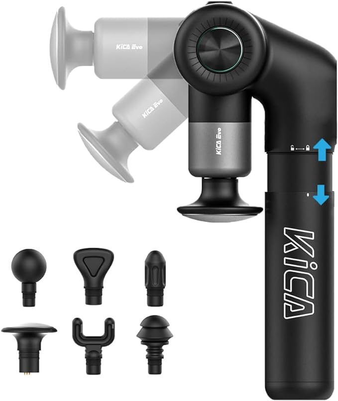 Kica EVO Muscle Massage Gun with Adjustable Arm & 12.9''Extendable Pole for Professional Deep Tissue Back Massage,Athletes Pain Relief Handheld