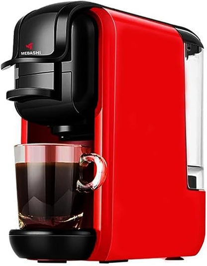 MEBASHI 3-in-1 Multifunction Espresso Capsule Coffee Machine, 600ML Water Tank, 19 Bar Pressure, Auto Shut Off | (ME-CEM302) (Red)|1450W