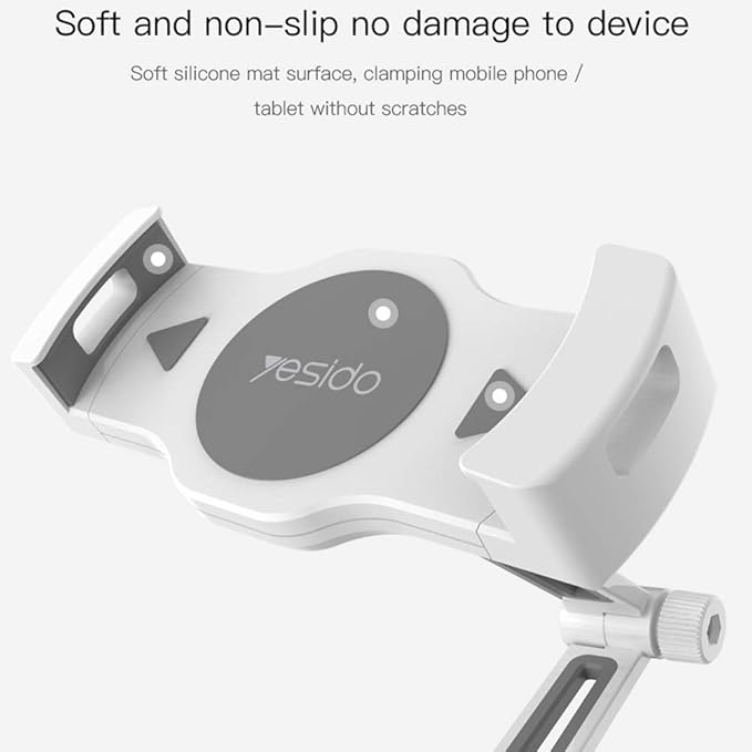 Yesido C33 Universal Lazy Tablet & Phone Holder – Adjustable Stand, White
