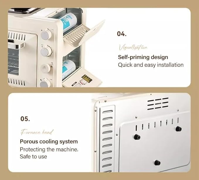 Outdoor Gas Camp Oven Portable with Burner Camping Stove W/O Gas, Multifunctional Large Capacity Insulated Oven Box Stainless Steel for Baking, Pizza, Toast, Boil, Fry, Cook