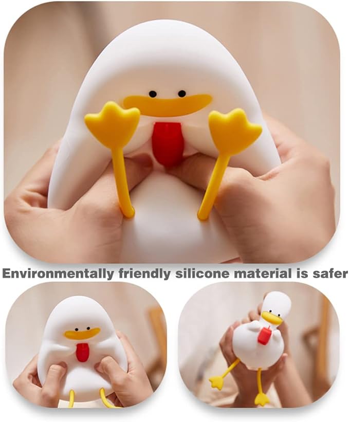 Happy Duck Kids Night Light, Dimmable Silicone Lamp for a Soothing Bedtime Ambiance, Cute and Soft Silicone Nightlight for Children