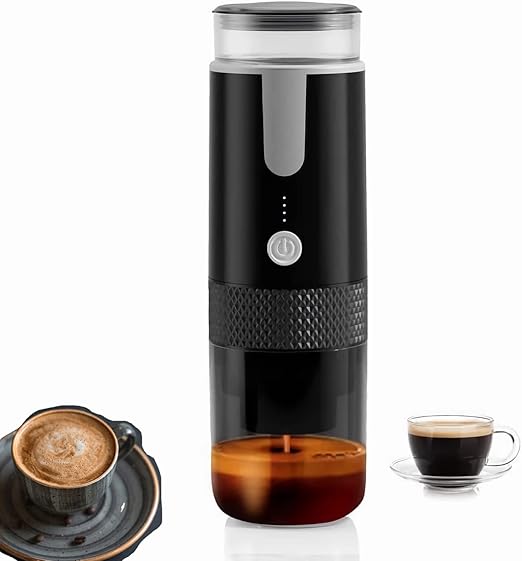 Portable Electronic Coffee Maker, Rechargeable Espresso Machine, Mini Car Coffee Make Using Ground Coffee & Espresso Pods