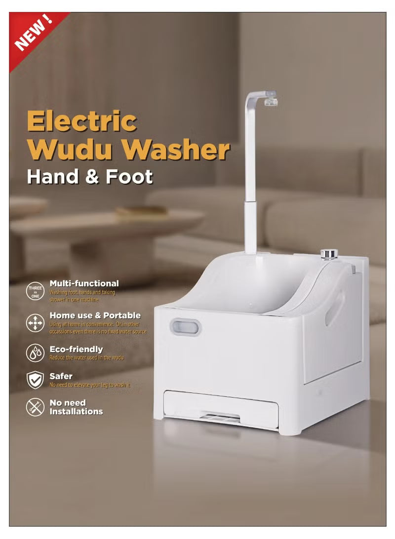 Portable Wudu Machine, Foot Pedal Activation, 1800mAh*2, 1-3H Working Time, Lightweight, Safe to Use, Convenient Body Wash Sprayer, 2.5L Clean Water Capacity, 2L Used Water Capacity
