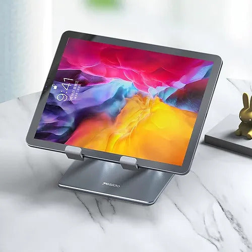Aluminum Adjustable Laptop and Tablet Stand - Ergonomic Design, Air Vents, Portable Foldable Desktop Holder