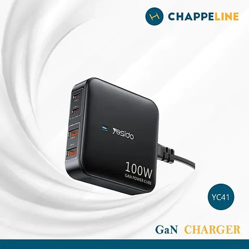 Yesido YC41UK GaN100W Multiport Wall Charger - Quick Charge Compatible with PD/PPS/QC Protocols