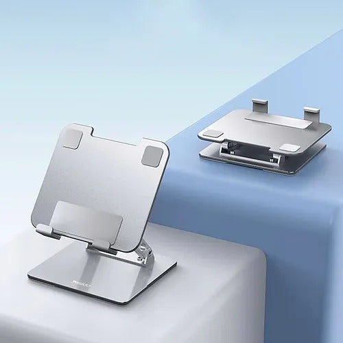 Aluminum Adjustable Laptop and Tablet Stand - Ergonomic Design, Air Vents, Portable Foldable Desktop Holder