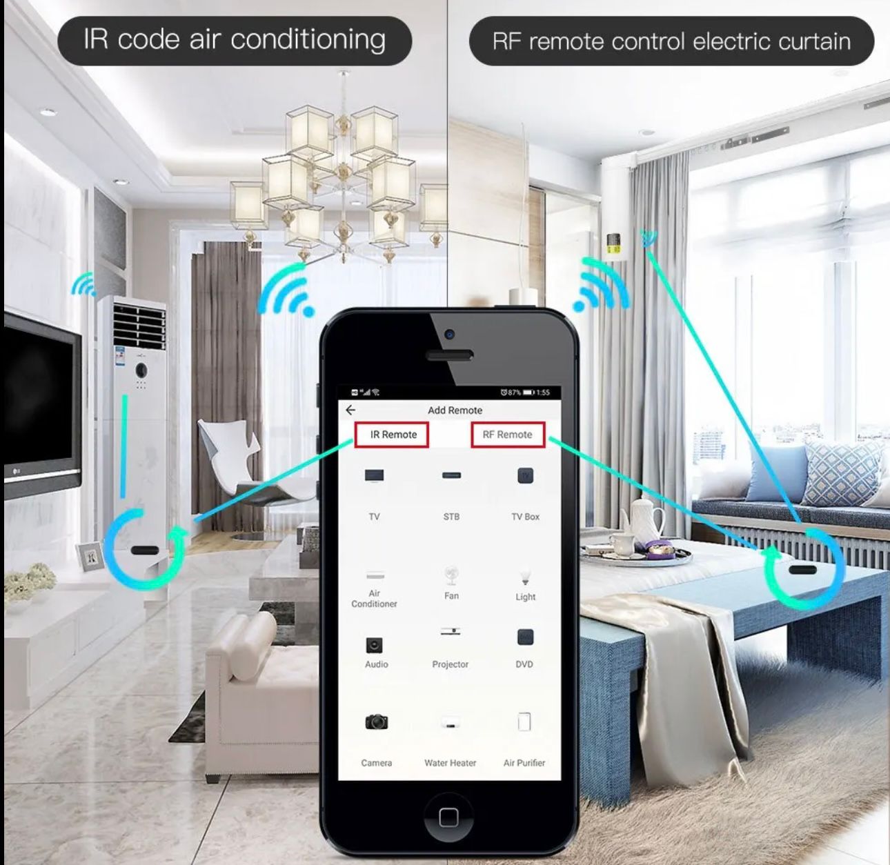 MOES WiFi RF IR Smart Home Universal Remote Controller for TV, Air Conditioning, Appliances, and More, Compatible with Tuya/Smart Life App and Voice Control via Alexa and Google Home