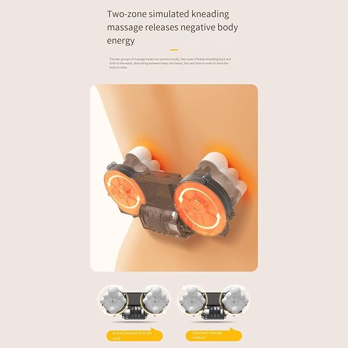 Cervical Spine Massager, Household Waist Back and Neck Massage Pillow, Multi-Function Neck and Shoulder Massager Pillow,Yellow-Plug-in-model