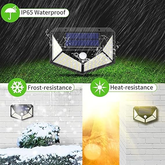 ADAK Motion Sensor Solar Lights Outdoor – 100 LED Super Bright Waterproof Security Lights with 3 Modes for Fence, Yard, Garden, Garage, Pathway (Pack of 10)