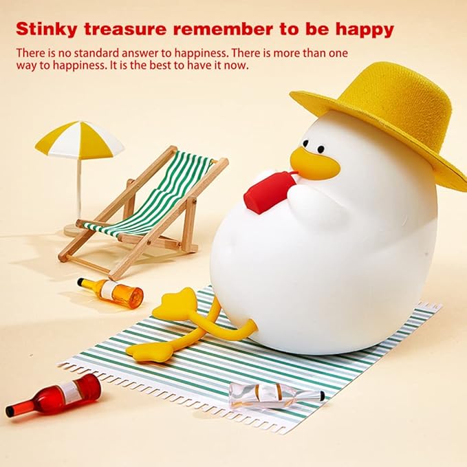 Happy Duck Kids Night Light, Dimmable Silicone Lamp for a Soothing Bedtime Ambiance, Cute and Soft Silicone Nightlight for Children