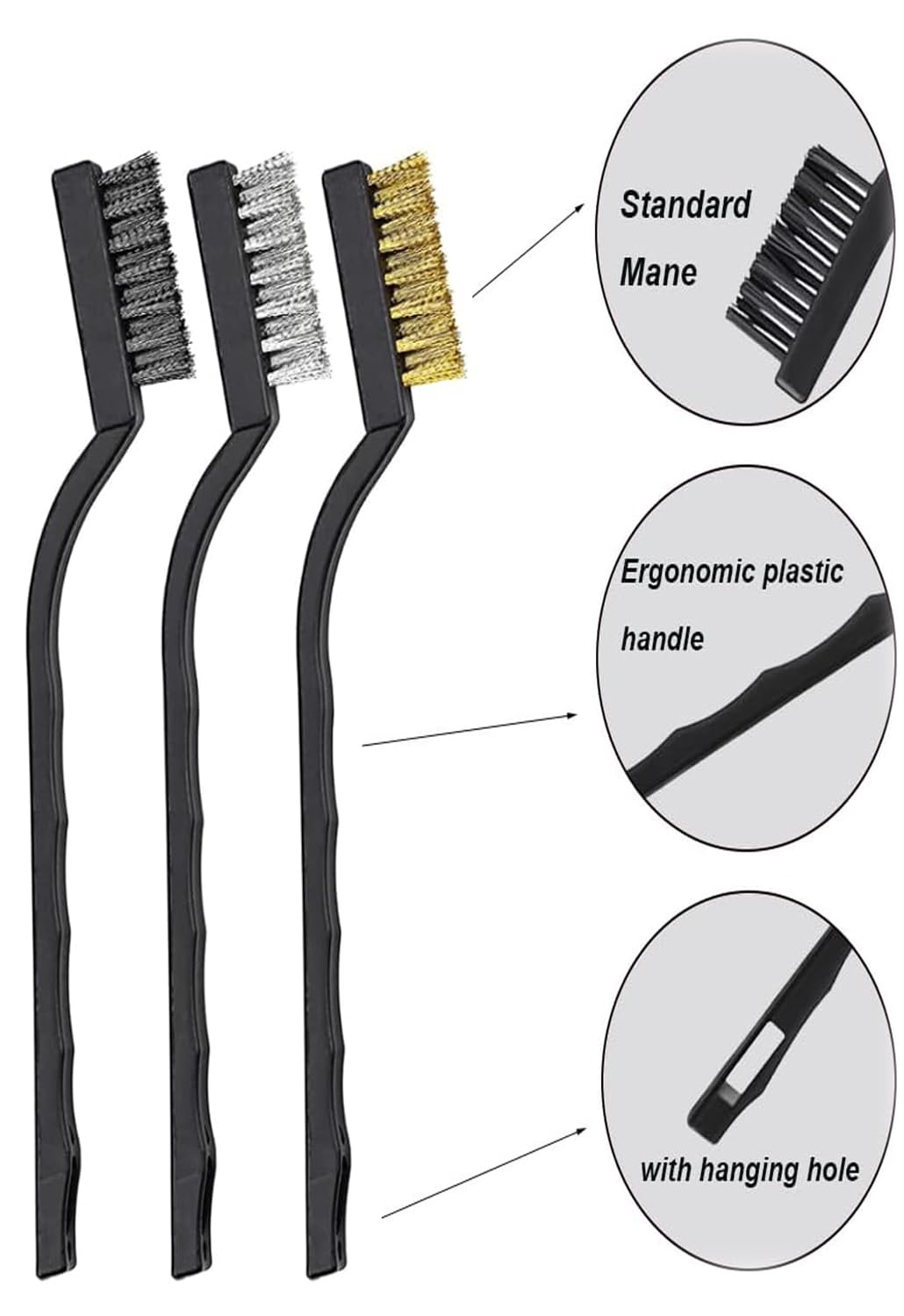 9 Pcs Wire Brush, Stainless Steel, Brass and Nylon Brushes Professional Cleaning Tools for Deep Cleans Rust and Welding Slag Scrubbing (9 Pieces)