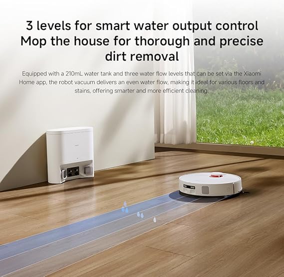 Xiaomi Robot Vacuum H40, 10000Pa powerful suction, LDS Navigation, Smart Mapping, Anti-tangle brush, Auto Dust Emptying, 180min Runtime, Works with Xiaomi Home App, Voice Control