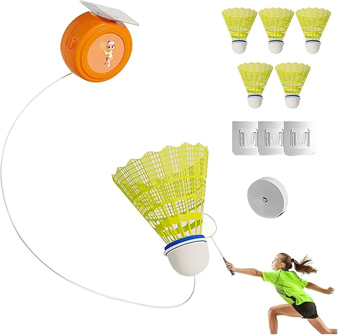 GIONAR Badminton Training Tool, Badminton Rebound Trainer, Badminton Single Training Kit, Single Badminton Training Device, Badminton Single-Player Rebound Trainer, Self Training Badminton Set (6pcs)