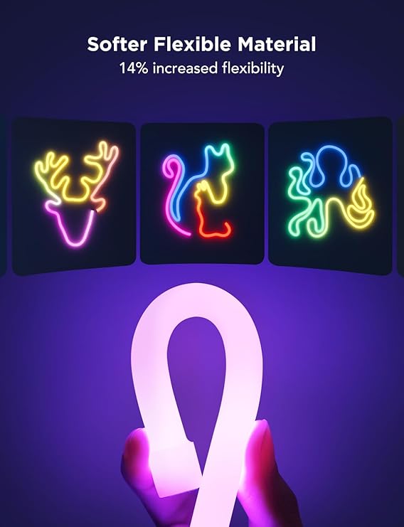 Govee Neon Lights, RGBIC Neon Rope Light 2 Works with Matter, Alexa, Google Assistant, Custom DIY Neon Strip Lights for Bedroom and Wall Decor, Shape Mapping, Softer Material, 9.8ft, White