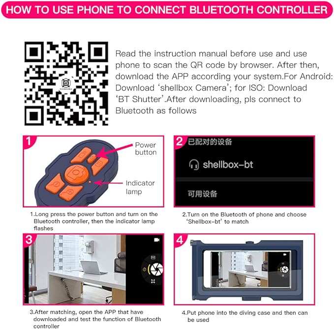 Click to open expanded view ShellBox IP68 Waterproof Phone Case,Bluetooth Underwater Phone Pouch 15m Case with Lanyard