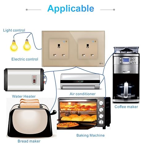 ADAK WiFi Smart Wall Socket Outlet Glass Panel Remote Control Works with Amazon Alexa/Google Home (White, Double Socket)