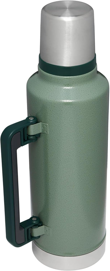 Stanley Classic Legendary Vacuum Bottle 2.0 qt | Wide Mouth with Leakproof Cup Lid | Keep Drinks Hot or Cold | Packable for Travel | Insulated Stainless Steel Thermos | BPA-Free | Hammertone Green