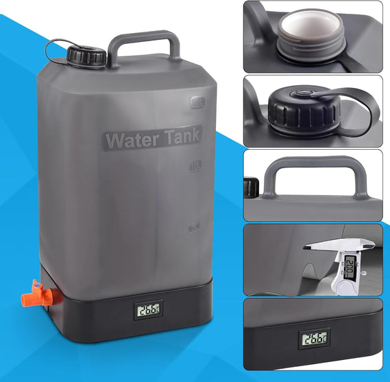 AZXJC 4.5 gallon/16L Silicone Water Tank,Portable Outdoor Shower,Electric Shower,8 Types of Multifunctional Shower Heads,Using Solar Heating Temperature Display,Suitable for Camping,Beach,and Hiking