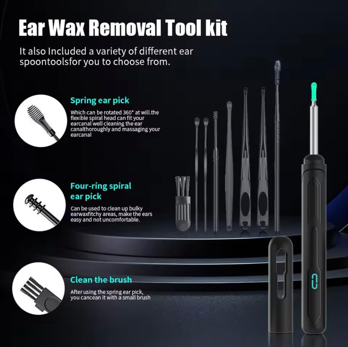 Wireless Ear Cleaner with Camera, 6 LED Lights, 3.6mm Lens, Earwax Removal Tool, Camera for Taking HD Video Photos Earpick Gifts