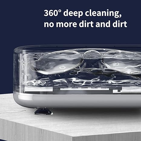 Digital screen ultrasonic cleaning machine - Jewelry makeup brushes glass cleaning machine, 10.1 fl oz capacity, portable wireless charger cleaner - White