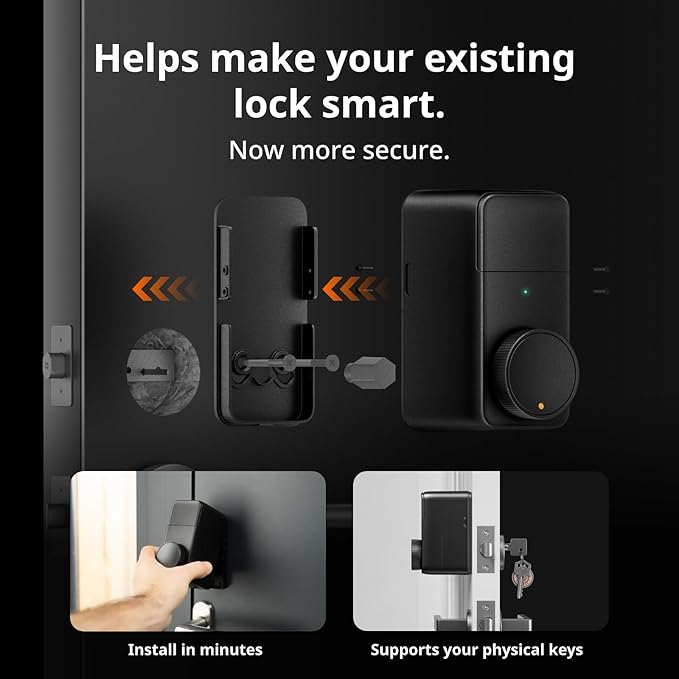 SwitchBot Smart Lock Pro, Keyless Entry Door Lock, Smart Door Lock Front Door, Electronic Smart Deadbolt, Fits Your Existing Deadbolt in Minutes