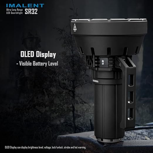 IMALENT SR32 Brightest Flashlight 120000 Lumens, 32 Extremely Bright XHP 50.3 hi LEDs up, PD 100W Fast Charging, OLED display