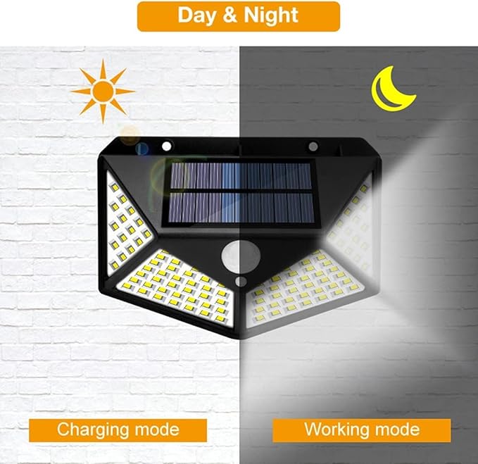 ADAK Motion Sensor Solar Lights Outdoor – 100 LED Super Bright Waterproof Security Lights with 3 Modes for Fence, Yard, Garden, Garage, Pathway (Pack of 10)