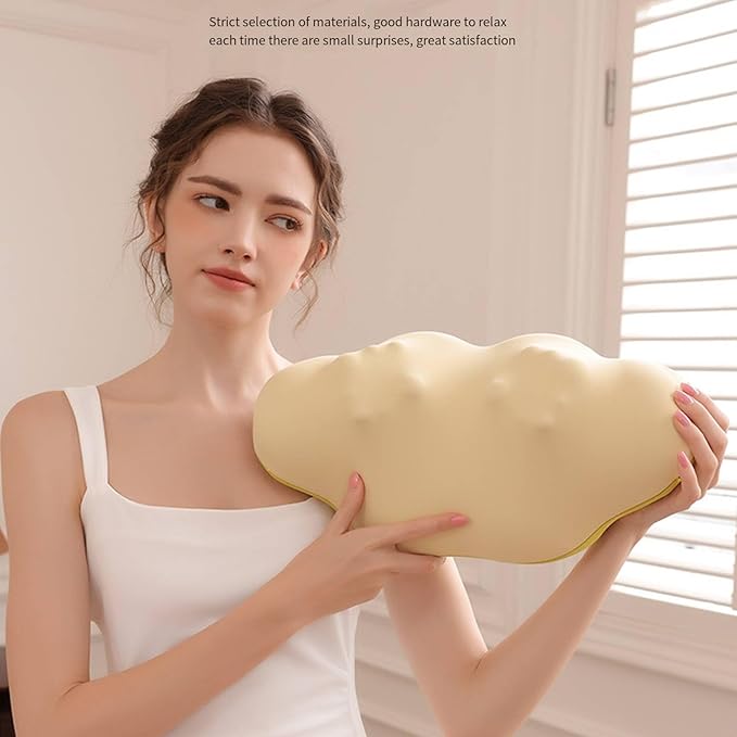 Cervical Spine Massager, Household Waist Back and Neck Massage Pillow, Multi-Function Neck and Shoulder Massager Pillow,Yellow-Plug-in-model