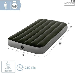 Intex Twin Dura-Beam Prestige Airbed with Battery Pump (Grey) 152L x 203W x 25Th centimeters